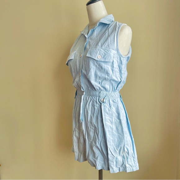 Vintage 90s Light Wash High Waisted Romper Jumpsuit - Picture 2 of 6